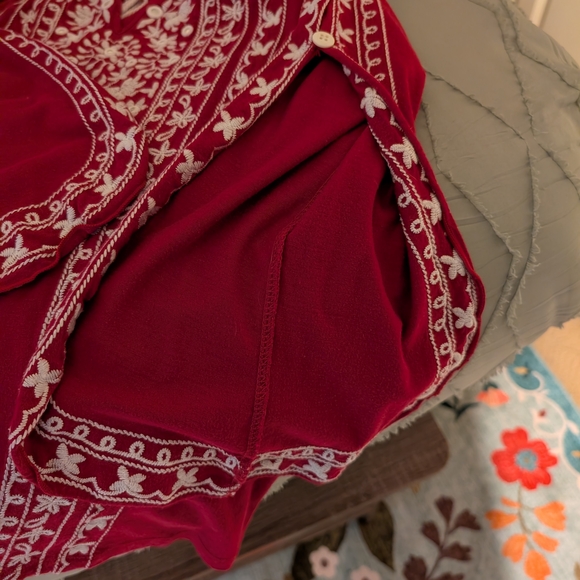 INC International Concepts Red and White Embroidered Top - Picture 7 of 10